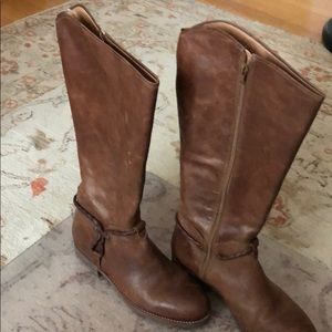 Brown leather boots